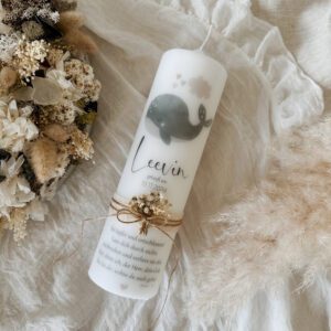 Hochwertige Taufkerze „little whale“