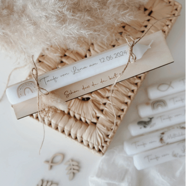 Gastgeschenk Kerze - viele Motive wählbar / zur Taufe / Hochzeit / personalisierbar