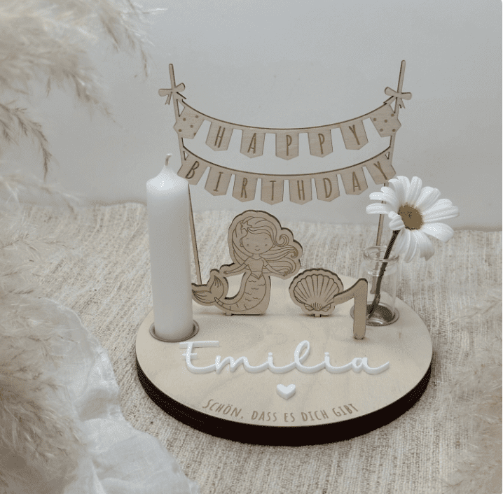 Geburtstagsteller mit Meerjungfrau und Muschel Motto Meer Geburtstagstischdeko