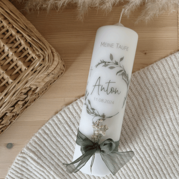 Taufkerze „Eucalyptus"