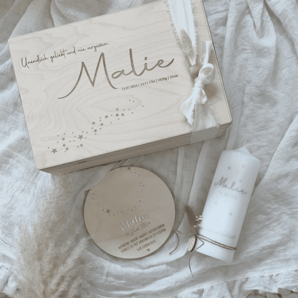 Sternenkind Erinnerungsbox Kerzenuntersetzer Trauerkerze Trost für Kindverlus