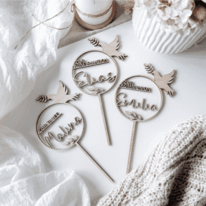 Caketopper personalisiert mit Name zur Taufe, Kommunion, Konfirmation - Tischdeko Taufe