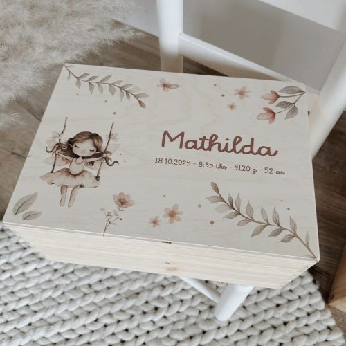 Personalisierte Erinnerungsbox „Feenzauber" mit Name und Geburtsdaten