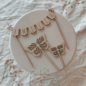 Schmetterlingcaketopper, Deko für den Geburtstagskuchen, personalisierbar mit Name, Motto Schmetterling