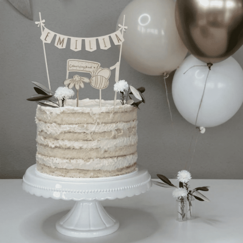 Caketopper erster GEburtstag Geburtstagskuchen mit Tiere Biene Reh Katze Hund Dino Geschenk Blume Luftballon und Girlande mit Name personalisierbar