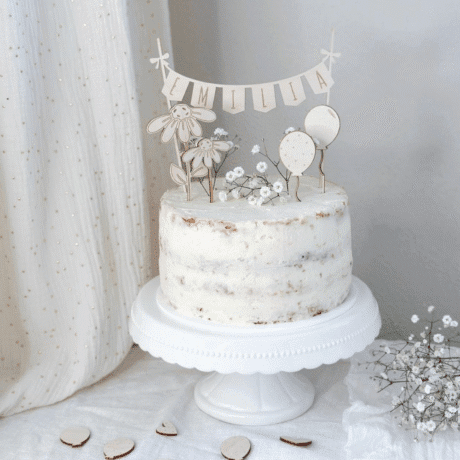 Caketopper Kindergeburtstagstorte Kindergeburtstagskuchen mit Blume und Luftballons personalisiert