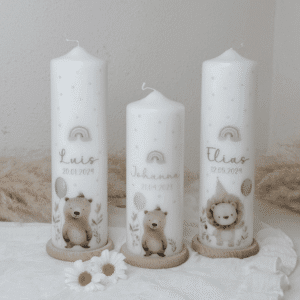 Geburtstagskerze/Lebenskerze mit Tiermotiven