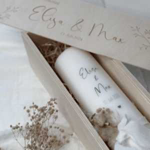 Hochzeitskerze Boho wedding Traukerze schlicht zeitlos mit Trockenblumen edel