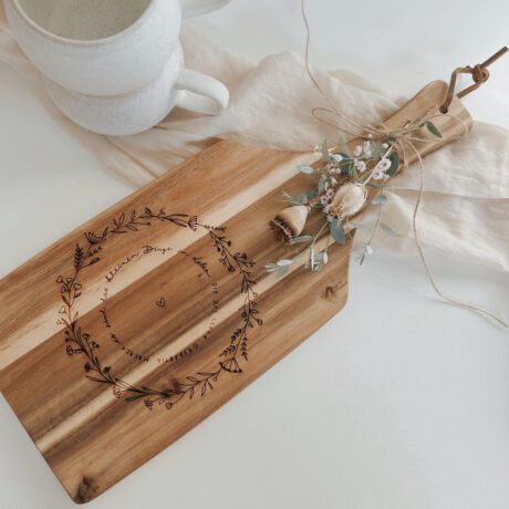 Holzbrett Akazie mit Griff „es sind die kleinen Dinge..."