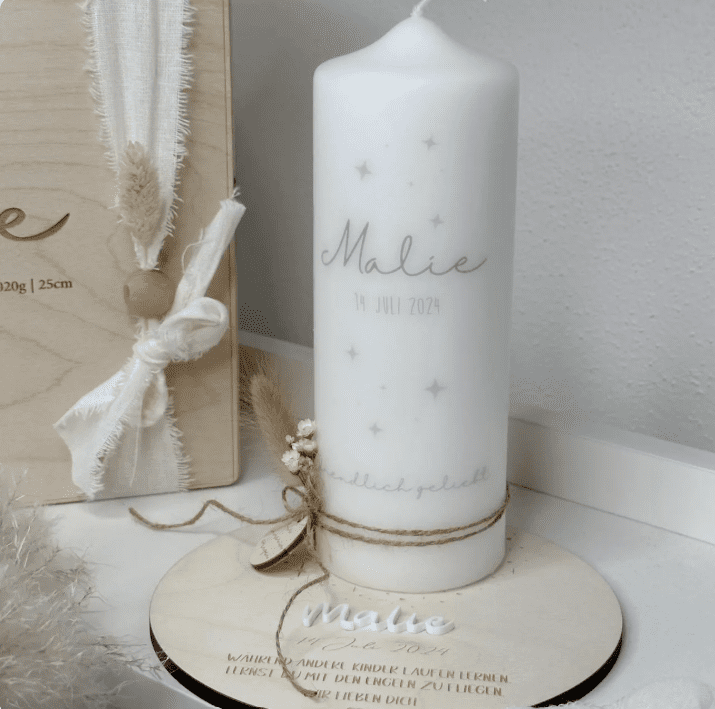 Trauerkerze Sternenkind immer unvergessen immer im Herzen zart schlicht