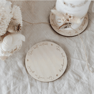 persönllicher Kerzenuntersetzer mit Affirmation für Taufkerze, Kommunionkerze, Geburtstagskerze oder Konfirmation