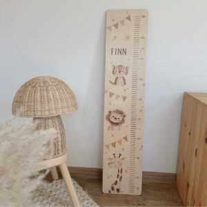 Messlatte Zootiere Dschungel Tiere Afrika mit Giraffe löwe und Tiger personalisiert mit Name und Geburtsdaten Geburtsdatum GEschenk
