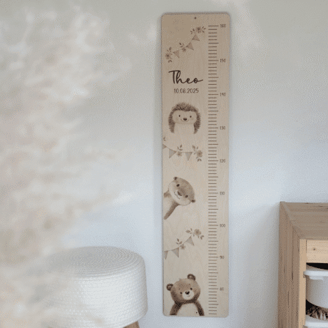 Kindermesslatte Meilensteine Waltiere Bär personalisiert mit NAme und Geburtsdatum