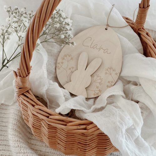 Osterei personalisiert, Anhänger für das Osternest graviert aus Holz