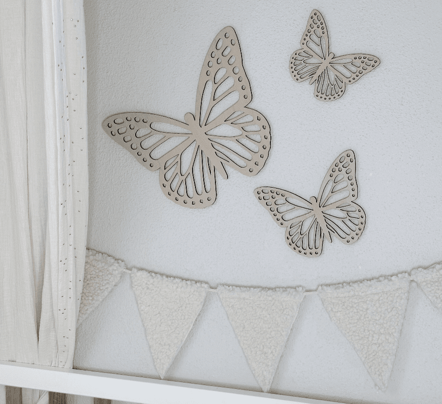 Kinderzimmer Wanddeko, Wandspruch, Wandtattoo fürs Kinderzimmer aus Holz Schmetterling