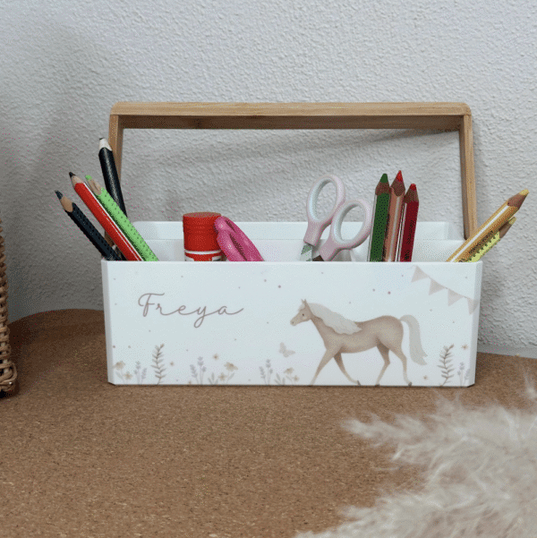 Schreibtischorganizer Stiftehalter Stiftebox mit Pferdemotiv Kinderzimmer