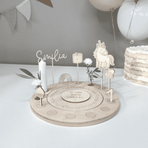 Geburtstagskranz Geburtstagsteller Geburtstagstischdeko Geburtstagszug aus Holz personalisiert mit name und viele Motiven langlebig und schlicht