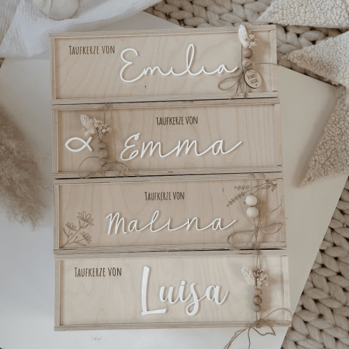 Personalisierte Kerzenbox aus Holz (4 Varianten)