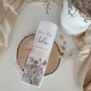 Taufkerze „Lila Blumenwiese"