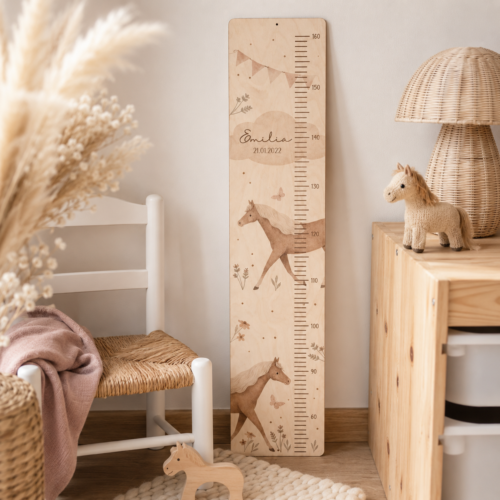 Kindermesslatte „Pferdetraum" aus Holz personalisierbar