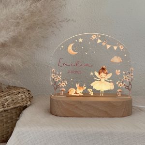 Nachtlicht personalisiert Feenzauber mit Fee zauberwald Fantasie als Babygeschenk Taufe personalisiert mit Name