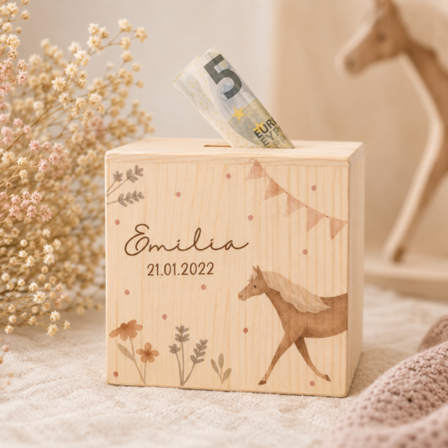 Spardose „Pferdetraum" personalisierbar