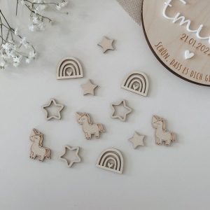 Streudeko Geburtstag Einhorn Stern und Regenbogen nachhaltig aus Holz