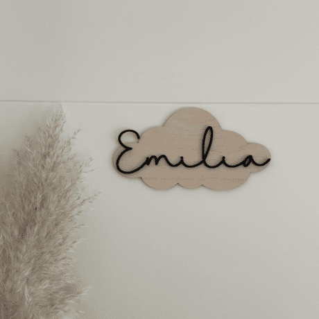 Türschild “cloud" mit Name in schwarz oder weiß