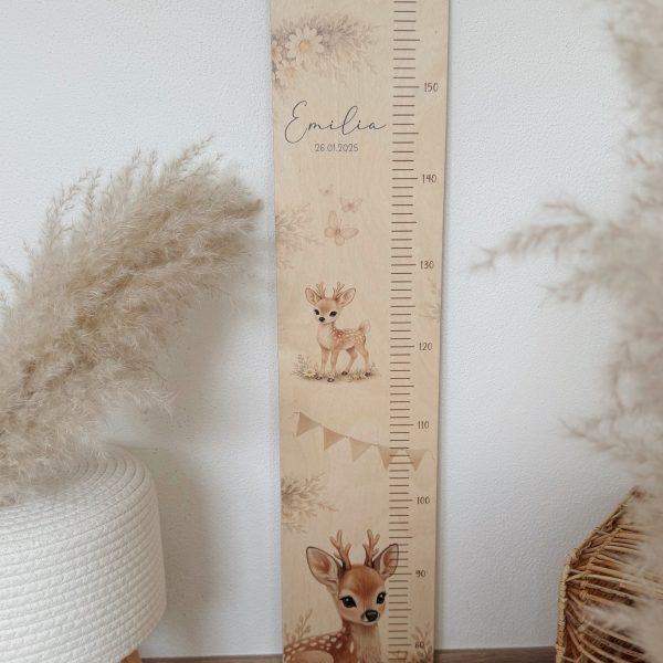 Kindermesslatte „Rehkitz" personalisierbar aus Holz