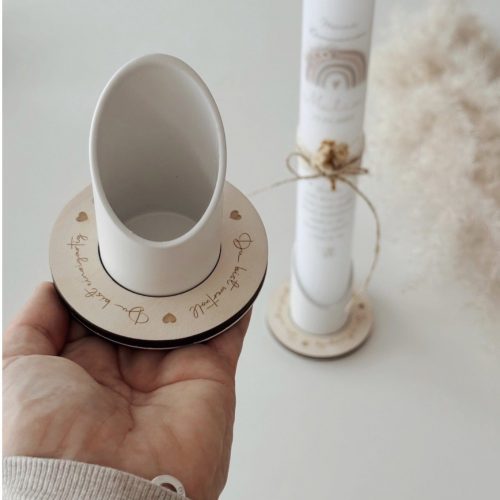 Kerzenhalter für Kommunionkerze, Kerzenteller Kommunion, Halter für Taufkerze