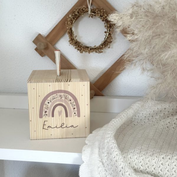 Spardose „Regenbogen" personalisierbar aus Holz