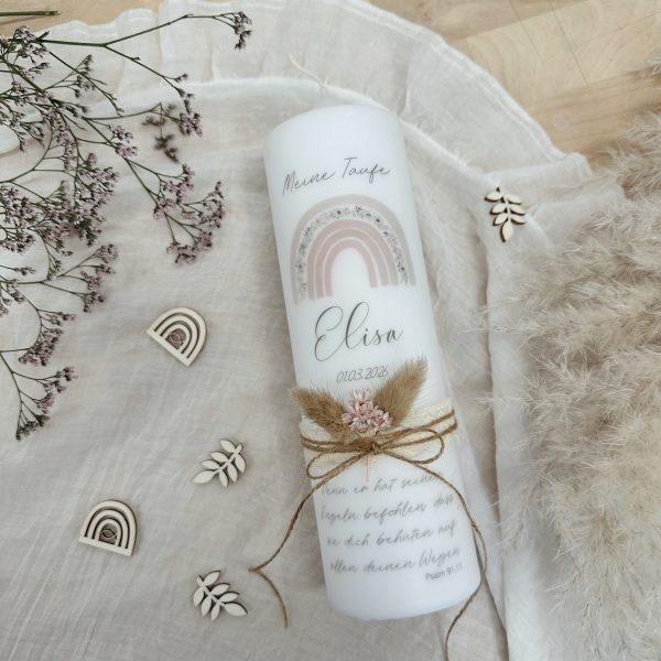 Taufkerze „Rainbow rosa"