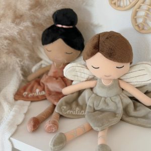 JOLLEIN Kuscheltier / Stoffpuppe Feenzauber personalisiert in Altrosa oder Salbeigrün