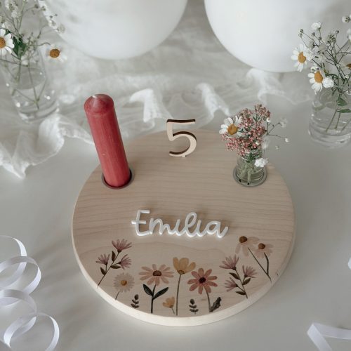 Süßer Geburtstagsteller "Wildblumen" personalisiert