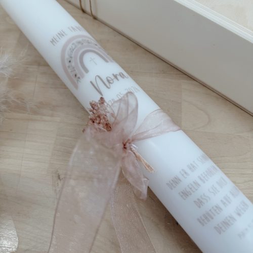 Schmale Kommunionkerze / Taufkerze „Rosa"