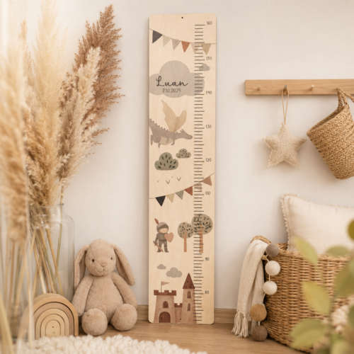 Kindermesslatte „Ritter" aus Holz personalisierbar