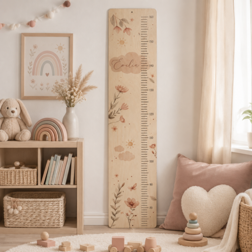 Kindermesslatte „Zauberwiese" aus Holz, personalisierbar