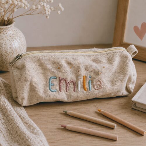 Stiftemäppchen personalisiert mit Name bunt bestickt / Schlampermäppchen / Einschulung Geschenk
