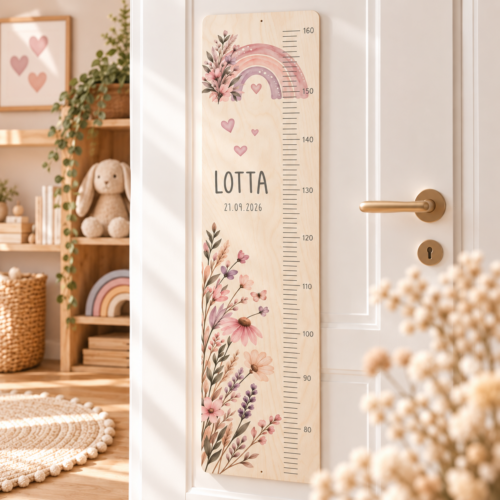 Kindermesslatte "Regenbogentraum" personalisiert aus Holz